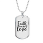 Faith Hope Cross Necklace Stainless Steel or 18k Gold Dog Tag 24" Chain-Express Your Love Gifts