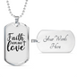 Faith Hope Cross Necklace Stainless Steel or 18k Gold Dog Tag 24" Chain-Express Your Love Gifts
