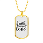 Faith Hope Cross Necklace Stainless Steel or 18k Gold Dog Tag 24" Chain-Express Your Love Gifts