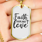Faith Hope Cross Necklace Stainless Steel or 18k Gold Dog Tag 24" Chain-Express Your Love Gifts