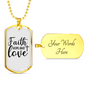 Faith Hope Cross Necklace Stainless Steel or 18k Gold Dog Tag 24" Chain-Express Your Love Gifts