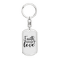 Faith Hope Keychain Stainless Steel or 18k Gold Dog Tag Keyring-Express Your Love Gifts