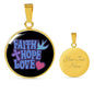 Faith Hope Love Circle Necklace Stainless Steel or 18k Gold 18"-Express Your Love Gifts