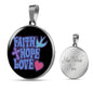 Faith Hope Love Circle Necklace Stainless Steel or 18k Gold 18"-Express Your Love Gifts