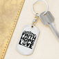 Faith Hope Love Cross Keychain Stainless Steel or 18k Gold Dog Tag Keyring-Express Your Love Gifts