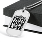 Faith Hope Love Cross Necklace Stainless Steel or 18k Gold Dog Tag 24" Chain-Express Your Love Gifts