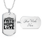 Faith Hope Love Cross Necklace Stainless Steel or 18k Gold Dog Tag 24" Chain-Express Your Love Gifts