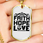 Faith Hope Love Cross Necklace Stainless Steel or 18k Gold Dog Tag 24" Chain-Express Your Love Gifts