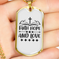 Faith Hope Love Necklace Stainless Steel or 18k Gold Dog Tag 24" Chain-Express Your Love Gifts