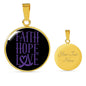 Faith Hope Love Plain Circle Necklace Stainless Steel or 18k Gold 18"-Express Your Love Gifts