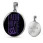 Faith Hope Love Plain Circle Necklace Stainless Steel or 18k Gold 18"-Express Your Love Gifts