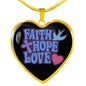 Faith Hope Love Stainless Steel or 18k Gold Heart Pendant Necklace 18-22"-Express Your Love Gifts