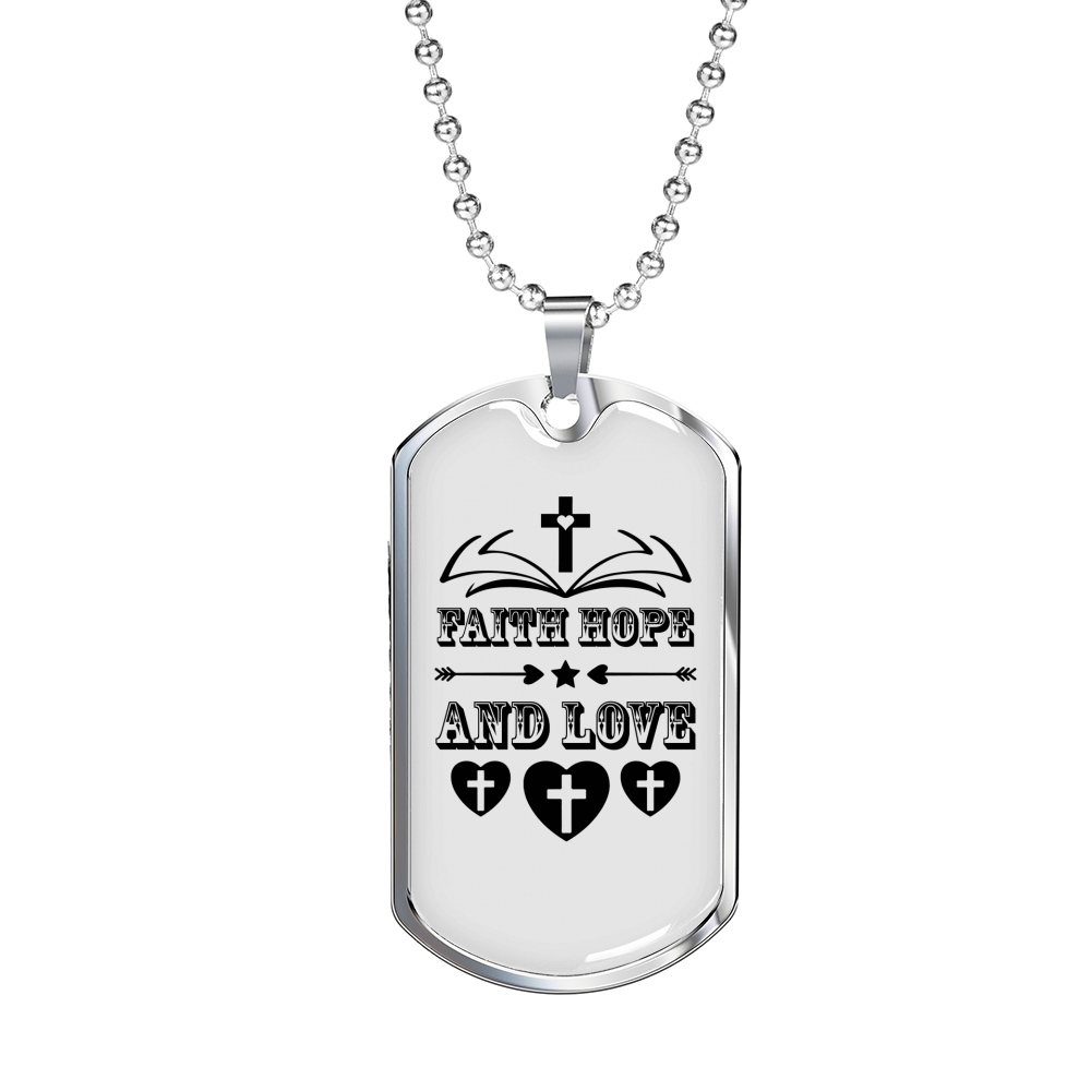 Faith Hope Necklace Stainless Steel or 18k Gold Dog Tag 24" Chain-Express Your Love Gifts
