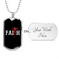 Faith In The Cross Necklace Stainless Steel or 18k Gold Dog Tag 24" Chain-Express Your Love Gifts