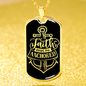 Faith Keeps Me Anchored Dog Tag Necklace Stainless Steel or 18k Gold Dog Tag 24" Chain-Express Your Love Gifts