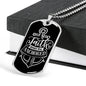 Faith Keeps Me Anchored Dog Tag Necklace Stainless Steel or 18k Gold Dog Tag 24" Chain-Express Your Love Gifts