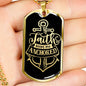 Faith Keeps Me Anchored Dog Tag Necklace Stainless Steel or 18k Gold Dog Tag 24" Chain-Express Your Love Gifts