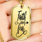 Faith Over Fear Arrow Necklace Stainless Steel or 18k Gold Dog Tag 24" Chain-Express Your Love Gifts