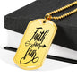 Faith Over Fear Arrow Necklace Stainless Steel or 18k Gold Dog Tag 24" Chain-Express Your Love Gifts