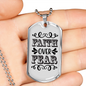 Faith Over Fear Caps Necklace Stainless Steel or 18k Gold Dog Tag 24" Chain-Express Your Love Gifts