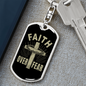 Faith Over Fear Cross Keychain Stainless Steel or 18k Gold Dog Tag Keyring-Express Your Love Gifts