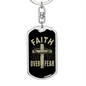Faith Over Fear Cross Keychain Stainless Steel or 18k Gold Dog Tag Keyring-Express Your Love Gifts