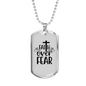 Faith Over Fear Cross White Necklace Stainless Steel or 18k Gold Dog Tag 24" Chain-Express Your Love Gifts