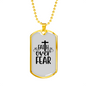 Faith Over Fear Cross White Necklace Stainless Steel or 18k Gold Dog Tag 24" Chain-Express Your Love Gifts