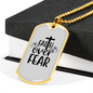 Faith Over Fear Cross White Necklace Stainless Steel or 18k Gold Dog Tag 24" Chain-Express Your Love Gifts
