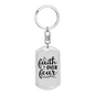 Faith Over Fear Cursive White Keychain Stainless Steel or 18k Gold Dog Tag Keyring-Express Your Love Gifts