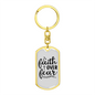 Faith Over Fear Cursive White Keychain Stainless Steel or 18k Gold Dog Tag Keyring-Express Your Love Gifts