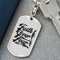 Faith Over Fear Dark Keychain Stainless Steel or 18k Gold Dog Tag Keyring-Express Your Love Gifts
