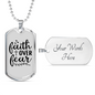 Faith Over Fear Heart Cross Necklace Stainless Steel or 18k Gold Dog Tag 24" Chain-Express Your Love Gifts
