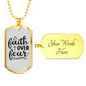 Faith Over Fear Heart Cross Necklace Stainless Steel or 18k Gold Dog Tag 24" Chain-Express Your Love Gifts