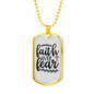 Faith Over Fear Necklace Stainless Steel or 18k Gold Dog Tag 24" Chain-Express Your Love Gifts