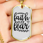 Faith Over Fear Necklace Stainless Steel or 18k Gold Dog Tag 24" Chain-Express Your Love Gifts