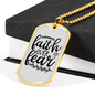 Faith Over Fear Necklace Stainless Steel or 18k Gold Dog Tag 24" Chain-Express Your Love Gifts