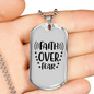 Faith Over Fear Stars Necklace Stainless Steel or 18k Gold Dog Tag 24" Chain-Express Your Love Gifts