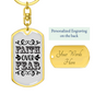 Faith Over Fear White Keychain Stainless Steel or 18k Gold Dog Tag Keyring-Express Your Love Gifts