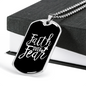 Faith Over Fear White Necklace Stainless Steel or 18k Gold Dog Tag 24" Chain-Express Your Love Gifts