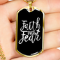 Faith Over Fear White Necklace Stainless Steel or 18k Gold Dog Tag 24" Chain-Express Your Love Gifts