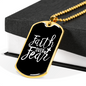 Faith Over Fear White Necklace Stainless Steel or 18k Gold Dog Tag 24" Chain-Express Your Love Gifts