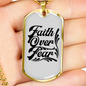 Faith Over Necklace Stainless Steel or 18k Gold Dog Tag 24" Chain-Express Your Love Gifts