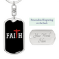 Faith Red Cross Keychain Stainless Steel or 18k Gold Dog Tag Keyring-Express Your Love Gifts