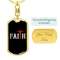 Faith Red Cross Keychain Stainless Steel or 18k Gold Dog Tag Keyring-Express Your Love Gifts