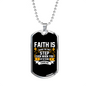Faith The First Step Necklace Stainless Steel or 18k Gold Dog Tag 24" Chain-Express Your Love Gifts