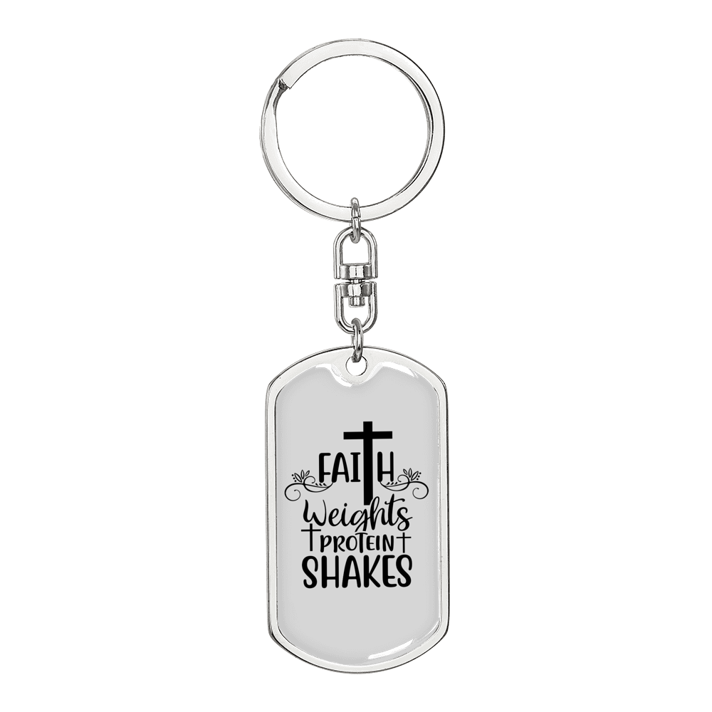 Faith Weights Keychain Stainless Steel or 18k Gold Dog Tag Keyring-Express Your Love Gifts