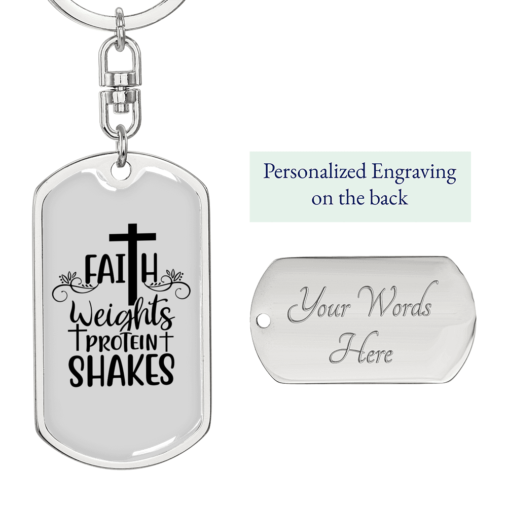 Faith Weights Keychain Stainless Steel or 18k Gold Dog Tag Keyring-Express Your Love Gifts