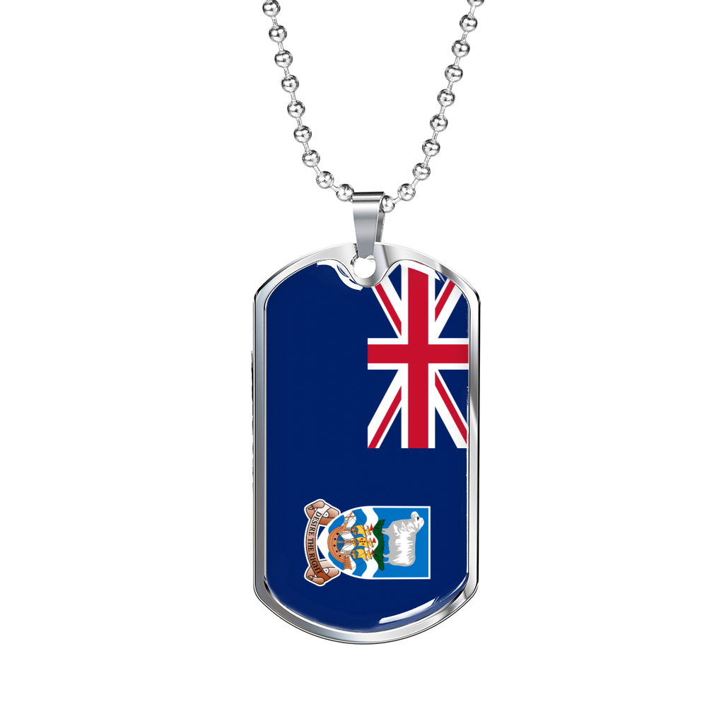 Falkland Island Flag Necklace Stainless Steel or 18k Gold Dog Tag 24" Chain-Express Your Love Gifts