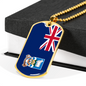 Falkland Island Flag Necklace Stainless Steel or 18k Gold Dog Tag 24" Chain-Express Your Love Gifts